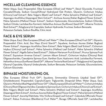 Furtuna Transformation Set - Travel-Sized Face & Eye Care Essentials with Dual-Use Face and Eye Serum, Micellar Essence Water, and Biphase Moisturizing Oil for Glowing, Hydrated Skin