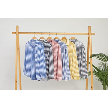 thefabland Women's Striped Long Sleeve Button-Down Shirt