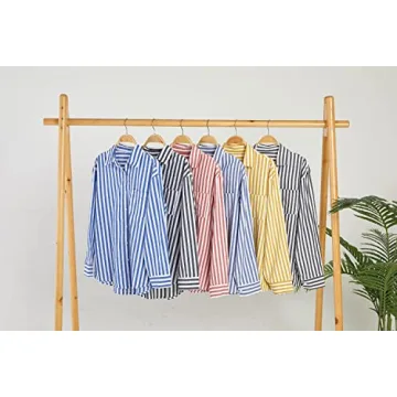 thefabland Women's Striped Long Sleeve Button-Down Shirt