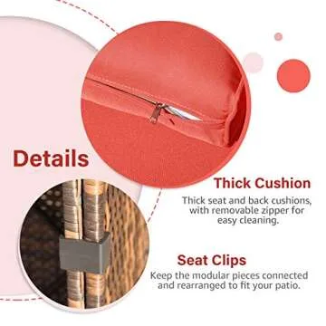 Stylish OC Orange-Casual 7-Piece Outdoor Sectional Sofa