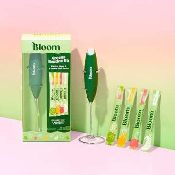 Bloom Nutrition Electric Hand Mixer & 8 Super Greens Powder Stick Packs