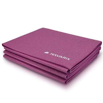 Navaris Foldable Yoga Mat - Lightweight Non-Slip Travel Mat