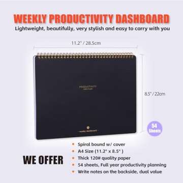 Weekly Desk Planner Monday Start - Dashboard Desk Pad Ideal for Project Manager, Business Owner, Fre...