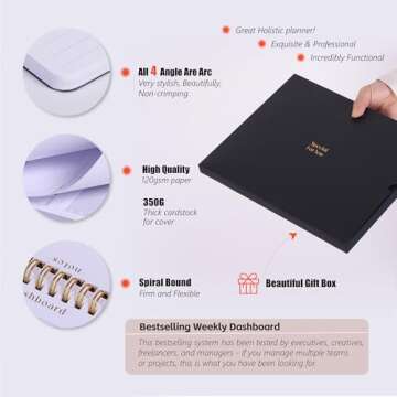 Weekly Desk Planner Monday Start - Dashboard Desk Pad Ideal for Project Manager, Business Owner, Freelancer, and Multitaskers to Achieve Goals - Spiral Productivity Journal