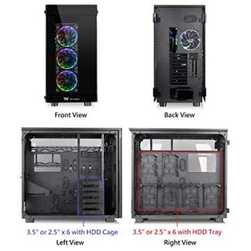 Thermaltake View 91 RGB PLUS Tempered Glass Vertical GPU Modular SPCC XL-ATX Gaming Super Tower Computer Case with 4 RGB Riing PLUS Fan Pre-installed CA-1I9-00F1WN-00