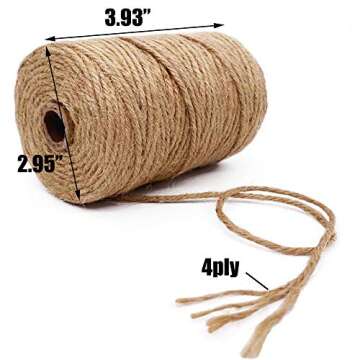 Jute Twine 328 Feet 2.5mm 4Ply Heavy Duty Brown Jute Rope String for Home Gardening Plant Picture Ha...