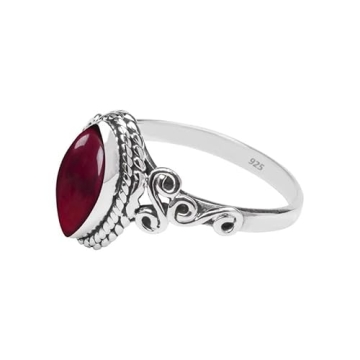 Rubicrafts Garnet 925 Sterling Silver Ring for Women