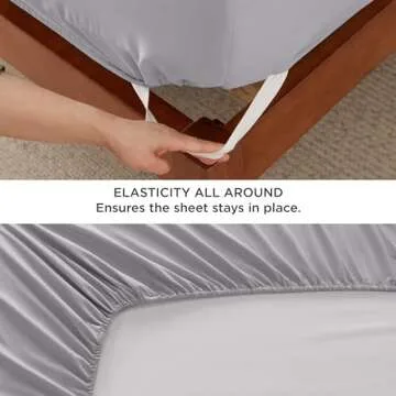 Bedsure GentleSoft Deep Pocket Full Size Bed Sheets Set - Fits Mattresses Up to 21 Inches Thick - 4 Piece Bed Sheets, Moisture Wicking, Cooling Bedsheets & Pillowcases, Easy & Secure Fit, Light Grey