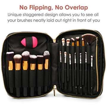 habe Makeup Brush Holder Travel Case, Makeup Brush Organizer Bag, 20 Brush Holders, Small, Compact, Fits Long and Thick Brushes, Cosmetic Bags for Women, 100% Cruelty-Free, Free Makeup Sponge Included