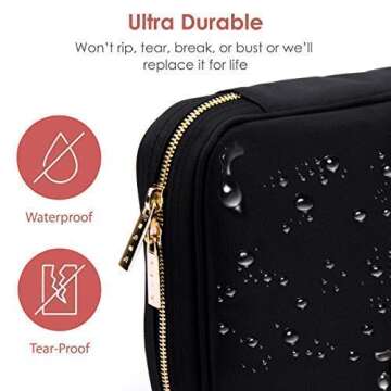 habe Makeup Brush Holder Travel Case, Makeup Brush Organizer Bag, 20 Brush Holders, Small, Compact, Fits Long and Thick Brushes, Cosmetic Bags for Women, 100% Cruelty-Free, Free Makeup Sponge Included