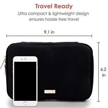 habe Makeup Brush Holder Travel Case, Makeup Brush Organizer Bag, 20 Brush Holders, Small, Compact, Fits Long and Thick Brushes, Cosmetic Bags for Women, 100% Cruelty-Free, Free Makeup Sponge Included