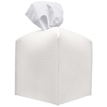 Elegant White PU Leather Tissue Box Cover by Carrotez