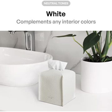 Elegant White PU Leather Tissue Box Cover by Carrotez