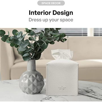 Elegant White PU Leather Tissue Box Cover by Carrotez
