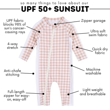 SwimZip Girls' Long Sleeve Sunsuit UPF 50+ for Kids