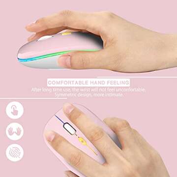 【Upgrade】 LED Wireless Mouse, Slim Silent Mouse 2.4G Portable Mobile Optical Office Mouse with USB & Type-c Receiver, 3 Adjustable DPI Levels for Notebook, PC, Laptop, Computer, MacBook (Pink)