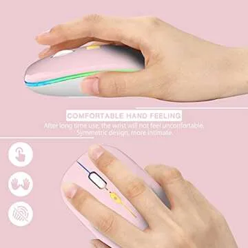 【Upgrade】 LED Wireless Mouse, Slim Silent Mouse 2.4G Portable Mobile Optical Office Mouse with USB & Type-c Receiver, 3 Adjustable DPI Levels for Notebook, PC, Laptop, Computer, MacBook (Pink)