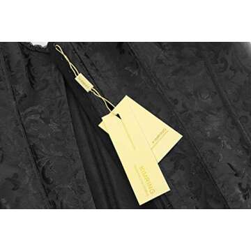 Kimring Women's Fashion Elegant Floral Embroidery Halter Satin Lace Up Corset Black Large