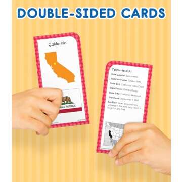 Carson Dellosa States and Capitals Flash Cards for Kids Ages 8+, Geography Flash Cards with US History, Fun Facts, Grade 3, Grade 4 and Grade 5