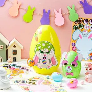 JOYIN 36 PCS Easter Match Make a Face Stickers with Chick Bunny Sheep Egg Pattern, Stickers for Kids, Easter Decorations for Water Bottle, Basket Stuffers,Classroom Gifts