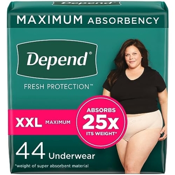 Depend Fresh Protection Adult Incontinence & Postpartum Bladder Leak Underwear for Women, Maximum Ab...
