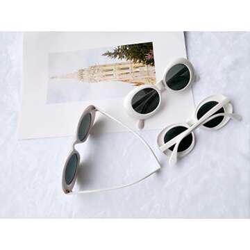 FOURCHEN Kids Sunglasses, Bold Retro Oval Mod Thick Frame, Round Lens, 100% UV Proof for Girls/Boys, Toddler & Kids