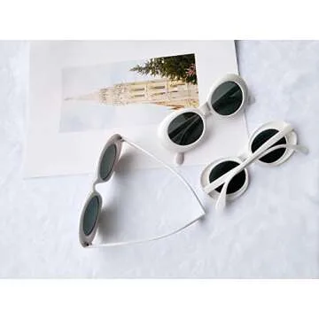 FOURCHEN Kids Sunglasses, Bold Retro Oval Mod Thick Frame, Round Lens, 100% UV Proof for Girls/Boys, Toddler & Kids