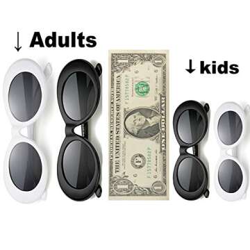 FOURCHEN Kids Sunglasses, Bold Retro Oval Mod Thick Frame, Round Lens, 100% UV Proof for Girls/Boys, Toddler & Kids