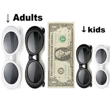 FOURCHEN Kids Sunglasses, Bold Retro Oval Mod Thick Frame, Round Lens, 100% UV Proof for Girls/Boys, Toddler & Kids