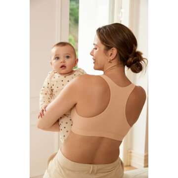 MOMANDA Inbarely Nursing Bras for Women No Underwire Racerback Seamless Maternity Bralette Plunge Sleep Breastfeeding Bra