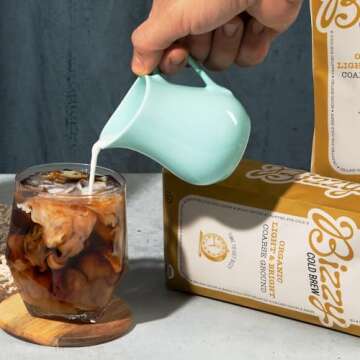 Bizzy Organic Cold Brew Coffee | Light & Bright Blend | Coarse Ground Coffee | Light Roast | Micro Sifted | Specialty Grade | 100% Arabica | 1 LB