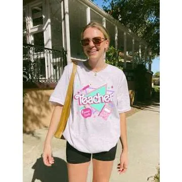 Personalized Teacher Shirt - Custom Name Grade Pink 80s 90s Teacher Back to School T-Shirt