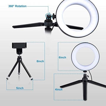 Compact LED Ring Light with Tripod for Makeup & Video
