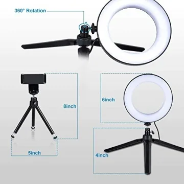 Compact LED Ring Light with Tripod for Makeup & Video