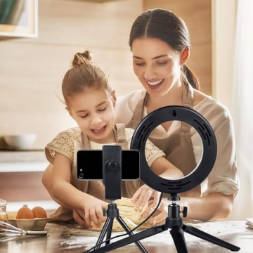 Compact LED Ring Light with Tripod for Makeup & Video