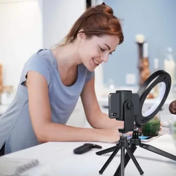 Compact LED Ring Light with Tripod for Makeup & Video