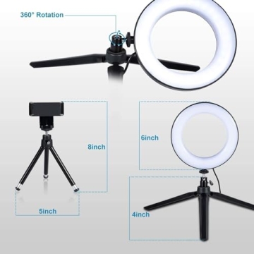 Compact LED Ring Light with Tripod for Makeup & Video