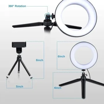 Compact LED Ring Light with Tripod for Makeup & Video