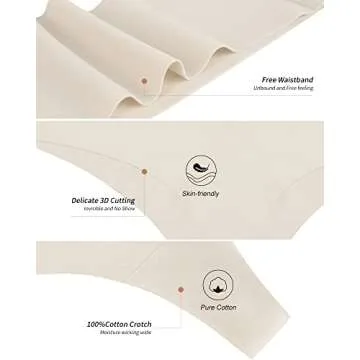 DEANGELMON Seamless Thongs for Women No Show Thong Underwear Women Comfortable Multiple Pack（6P8,M）