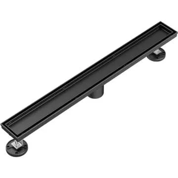 Neodrain Matte Black Linear Shower Drain with Custom Grate