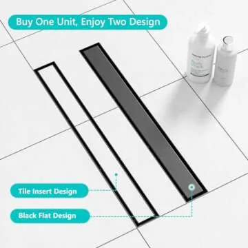 Neodrain Matte Black Linear Shower Drain with Custom Grate