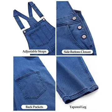 Comfortable Adjustable Denim Bib Overalls for Women