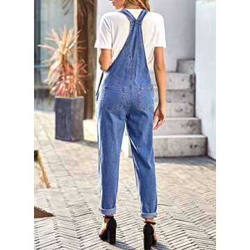 Comfortable Adjustable Denim Bib Overalls for Women