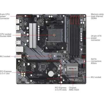 ASRock A520M Phantom Gaming 4 Micro ATX Motherboard