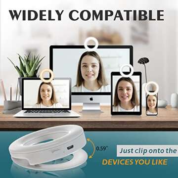 Rawuze Rechargeable Clip-on Selfie Ring Light - Perfect Lighting