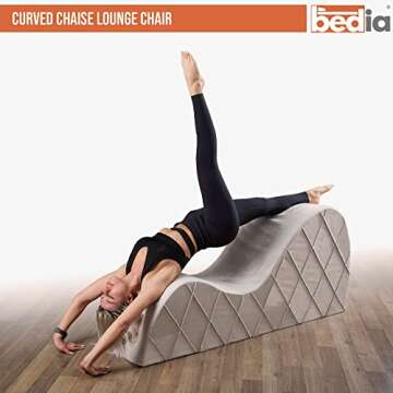 BEDIA Curved Chaise Lounge Chair for Yoga, Stretching, Relaxation and More, Beige
