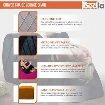 BEDIA Curved Chaise Lounge Chair for Yoga, Stretching, Relaxation and More, Beige