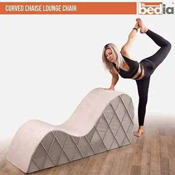 BEDIA Curved Chaise Lounge Chair for Yoga, Stretching, Relaxation and More, Beige