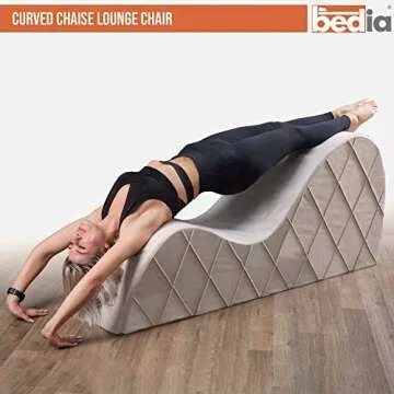 BEDIA Curved Chaise Lounge Chair for Yoga, Stretching, Relaxation and More, Beige