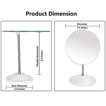 YEAKE Adjustable Flexible Gooseneck Makeup Mirror,360°Rotation Folding Portable Desk Vanity Mirror ...